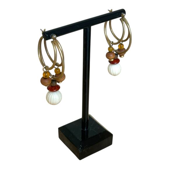 Vintage Liz Claiborne Earth Tones Mixed Wood Acrylic Beads and Matching Earrings - Picture 4 of 5